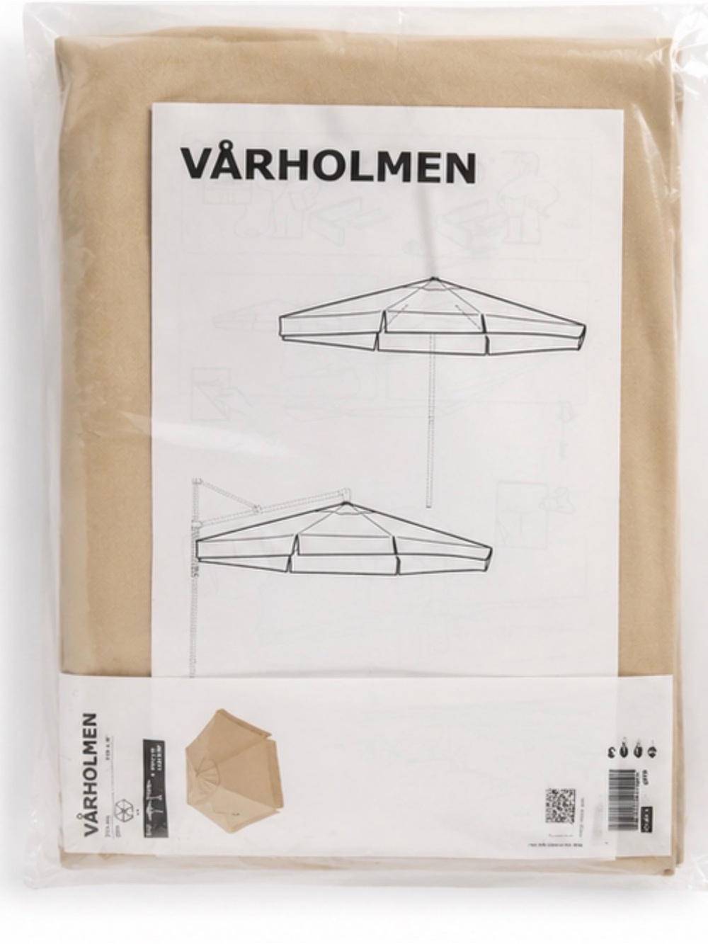IKEA VÅRHOLMEN Patio Umbrella Canopy in Beige 9 foot